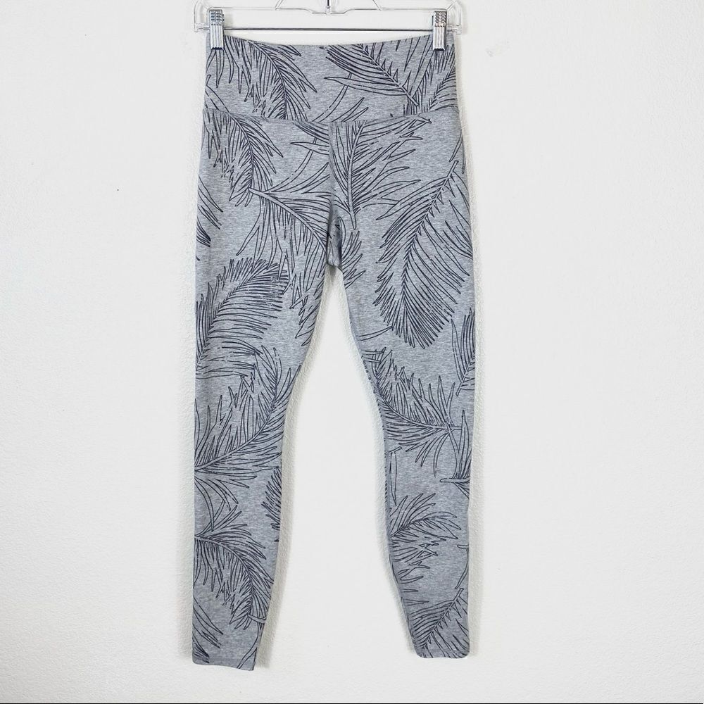 Athleta Be Present Grey Palm Leaf Print Leggings